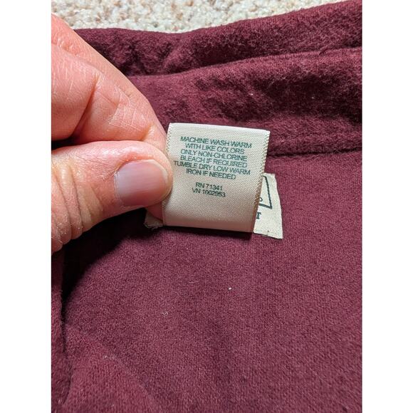 L.L. BEAN Long Sleeve button up, L, Red/Maroon; CHAMOIS Flannel Shirt, - Picture 6 of 7